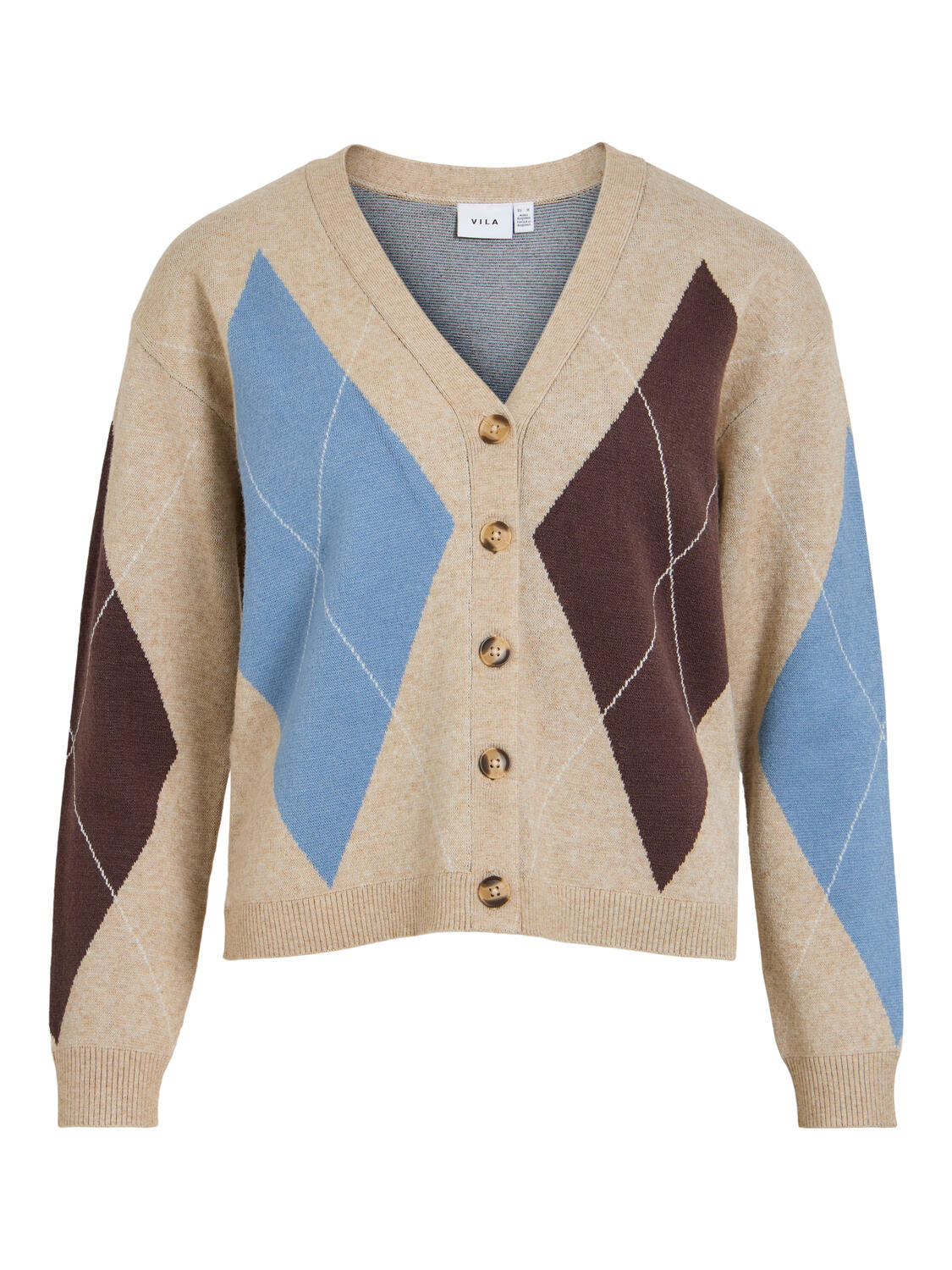 Viril Check cardigan – Natural Melange